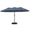 Large 15 FT Twin Outdoor Patio Umbrella with 48 Built-In Solar LED Lights